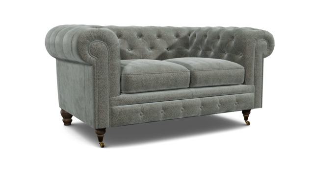 Grey Fabric 2 Seater Sofa - Traditional Chesterfield Style Custom Sofa In Easy Clean Fabric - Harrington Range - image 1