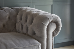 Grey Fabric 2 Seater Sofa - Traditional Chesterfield Style Custom Sofa In Easy Clean Fabric - Harrington Range - thumbnail 5