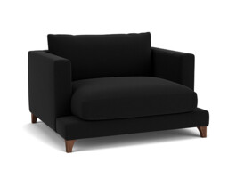 Black Velvet Loveseat Armchair - Modern Snuggle Cuddler Custom Arm Chair In Easy Clean Velvet - Holland Range