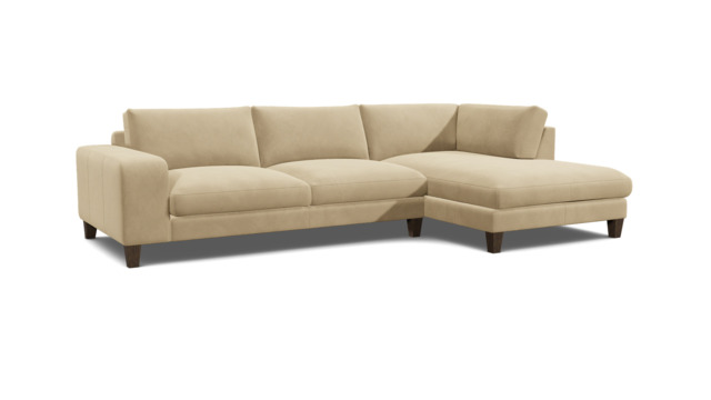 Cream Fabric 3 Seater Sofa With Chaise - Modern Style Custom Sofa - Kingly Range - image 1