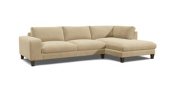 Cream Fabric 3 Seater Sofa With Chaise - Modern Style Custom Sofa - Kingly Range - thumbnail 1