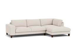 Cream Fabric 3 Seater Sofa With Chaise - Modern Style Custom Sofa - Kingly Range - thumbnail 1