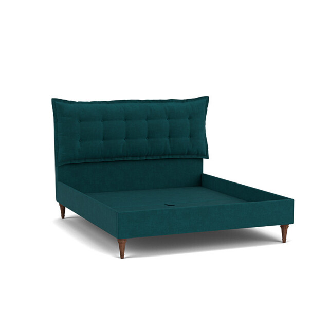 Teal Velvet Super King Size Bed Frame - Traditional Low End With Large Headboard In Stain Resistant Velvet - Lyndhurst Range - image 1