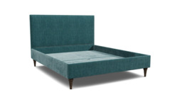 Teal Velvet King Size Bed Frame - Traditional Low End With Large Headboard In Stain Resistant Velvet - Yarnmouth Range - thumbnail 1