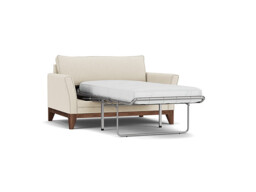 White Chenille Loveseat Armchair Sofabed - Modern Pull Out Chair Bed In Stain Resistant Chenille - Exmouth Range - thumbnail 1