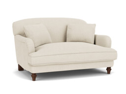 White Chenille Loveseat Armchair - Traditional Snuggler Cuddler Custom Arm Chair In Stain Resistant Chenille - Evelyn Range
