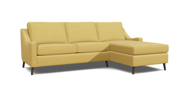 Mid-Century Weymouth 3.5 Seater Yellow Chaise Sofa Bed, 170+ Customisation Options, UK Crafted - Darlings of Chelsea - image 1