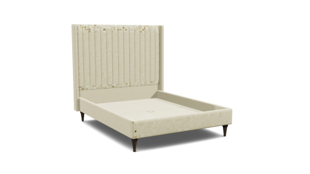 White Chenille King Size Bed Frame - Modern Style Bed With Headboard In Stain Resistant Chenille - Wokingham Range - image 1
