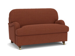 Red Velvet Loveseat Armchair - Traditional Snuggler Cuddler Custom Arm Chair In Easy Clean Velvet - Helston Range