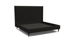 Black Velvet Emperor Size Bed Frame - Modern Style Bed With Headboard In Easy Clean Velvet - Wokingham Range - thumbnail 1