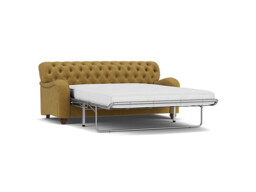Yellow Velvet 3.5 Seater Sofabed - Traditional Fold Out Custom Sofa Bed In Stain Resistant Velvet - Bakewell Range