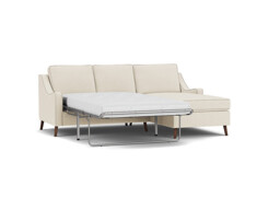 Mid-Century Weymouth 2 Seater White Chaise Sofa Bed, 170+ Customisation Options, UK Crafted - Darlings of Chelsea