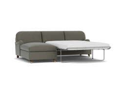 Grey Fabric 3.5 Seater Sofabed With Chaise - Traditional Fold Out Custom Sofa Bed In Easy Clean Fabric - Helston Range - thumbnail 1