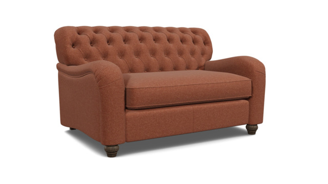 Red Velvet Loveseat Armchair - Traditional Snuggler Cuddler Custom Arm Chair In Easy Clean Velvet - Bakewell Range - image 1