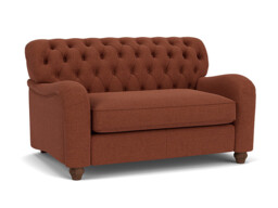 Red Velvet Loveseat Armchair - Traditional Snuggler Cuddler Custom Arm Chair In Easy Clean Velvet - Bakewell Range - thumbnail 1