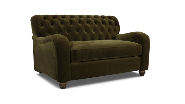 Green Linen Loveseat Armchair - Traditional Snuggler Cuddler Custom Arm Chair - Bakewell Range - image 1