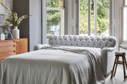 Green Linen Loveseat Armchair - Traditional Snuggler Cuddler Custom Arm Chair - Bakewell Range - thumbnail 5