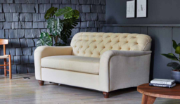 Green Linen Loveseat Armchair - Traditional Snuggler Cuddler Custom Arm Chair - Bakewell Range - thumbnail 3