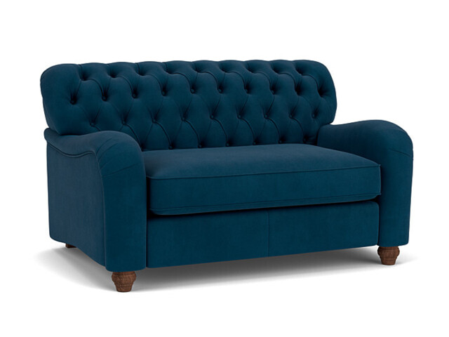 Blue Velvet Loveseat Armchair - Traditional Snuggler Cuddler Custom Arm Chair In Easy Clean Velvet - Bakewell Range - image 1
