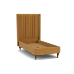 Orange Velvet Single Bed Frame - Modern Style Bed With Headboard In Stain Resistant Velvet - Wokingham Range - thumbnail 1