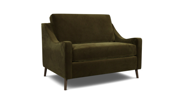 Green Linen Loveseat Armchair - Modern Snuggle Cuddler Custom Arm Chair - Weymouth Range - image 1