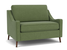 Green Linen Loveseat Armchair - Modern Snuggle Cuddler Custom Arm Chair - Weymouth Range - thumbnail 1