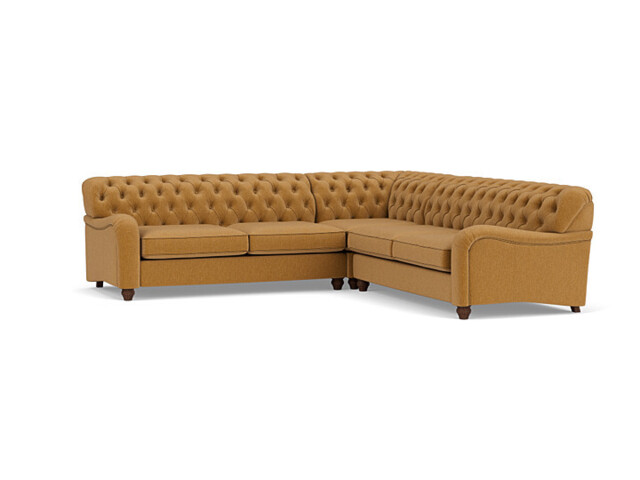 Orange 3.5 Seater Corner Sofa - Traditional Chesterfield Style Fabric Luxury Premium Corner Sofa - Bakewell Range - image 1