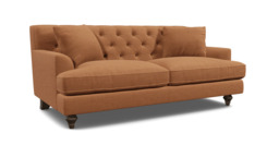 Orange Velvet 3 Seater Sofa - Traditional Style Custom Sofa In Stain Resistant Velvet - Charnwood Range