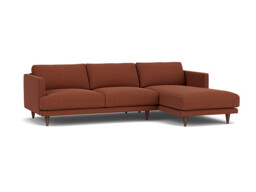 Red Velvet 2 Seater Sofa With Chaise - Modern Style Custom Sofa In Easy Clean Velvet - Middleton Range