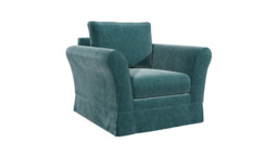 Teal Velvet Armchair - Traditional Accent Custom Arm Chair In Stain Resistant Velvet - Jude Range - thumbnail 1