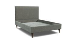 Grey Fabric Double Bed Frame - Traditional Low End With Large Headboard In Easy Clean Fabric - Yarnmouth Range