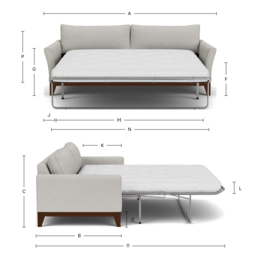 Blue Velvet 3.5 Seater Sofabed - Modern Fold Out Custom Sofa Bed In Easy Clean Velvet - Exmouth Range - thumbnail 6