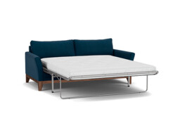 Blue Velvet 3.5 Seater Sofabed - Modern Fold Out Custom Sofa Bed In Easy Clean Velvet - Exmouth Range