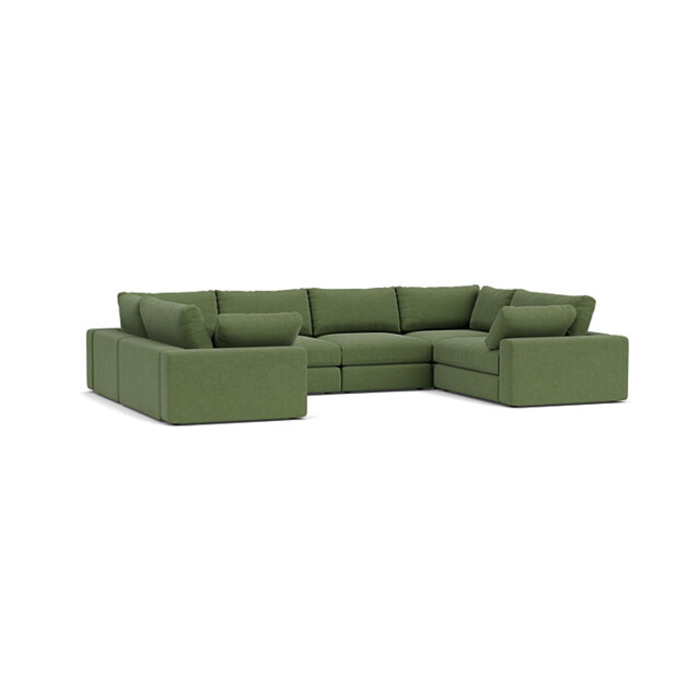Green Linen U Shaped Sofa - Modren U Shape Corner Custom Sofa - Purley Range - image 1