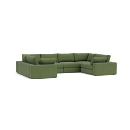 Green Linen U Shaped Sofa - Modren U Shape Corner Custom Sofa - Purley Range