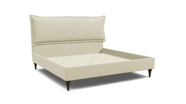 White Chenille Emperor Size Bed Frame - Traditional Low End With Large Headboard In Stain Resistant Chenille - Lyndhurst Range - image 1