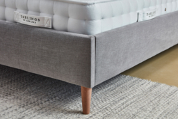White Chenille Emperor Size Bed Frame - Traditional Low End With Large Headboard In Stain Resistant Chenille - Lyndhurst Range - thumbnail 3