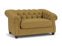 Yellow Velvet Loveseat Armchair - Traditional Snuggler Cuddler Custom Arm Chair In Stain Resistant Velvet - Wantage Range