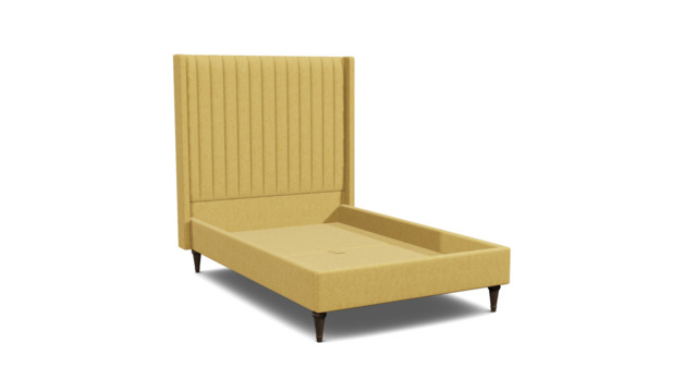Yellow Velvet Double Bed Frame - Modern Style Bed With Headboard In Stain Resistant Velvet - Wokingham Range - image 1