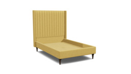 Yellow Velvet Double Bed Frame - Modern Style Bed With Headboard In Stain Resistant Velvet - Wokingham Range