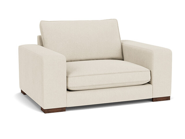 White Chenille Loveseat Armchair - Modern Snuggle Cuddler Custom Arm Chair In Stain Resistant Chenille - Ashdown Range - image 1