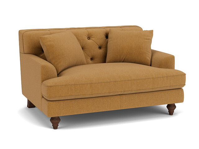 Orange Velvet Loveseat Armchair - Traditional Snuggler Cuddler Custom Arm Chair In Stain Resistant Velvet - Charnwood Range - image 1
