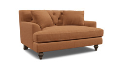 Orange Velvet Loveseat Armchair - Traditional Snuggler Cuddler Custom Arm Chair In Stain Resistant Velvet - Charnwood Range