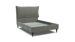 Grey Fabric King Size Bed Frame - Traditional Low End With Large Headboard In Easy Clean Fabric - Lyndhurst Range