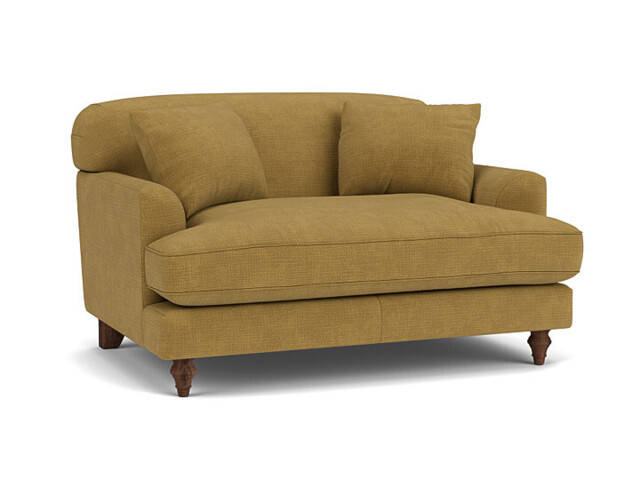 Yellow Velvet Loveseat Armchair - Traditional Snuggler Cuddler Custom Arm Chair In Stain Resistant Velvet - Galloway Range - image 1