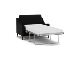 Black Velvet Loveseat Armchair Sofabed - Modern Pull Out Chair Bed In Easy Clean Velvet - Weymouth Range