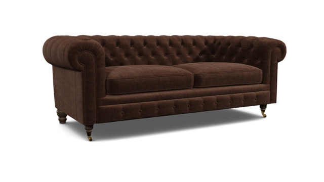 Brown Velvet 3 Seater Sofa - Traditional Chesterfield Style Custom Sofa In Easy Clean Velvet - Harrington Range - image 1