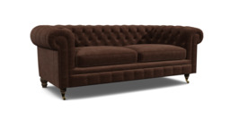 Brown Velvet 3 Seater Sofa - Traditional Chesterfield Style Custom Sofa In Easy Clean Velvet - Harrington Range - thumbnail 1