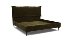 Green Linen Emperor Size Bed Frame - Traditional Low End With Large Headboard - Lyndhurst Range