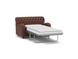 Purple Velvet Loveseat Armchair Sofabed - Traditional Chesterfield Style Single Chair Bed In Easy Clean Velvet - Bakewell Range